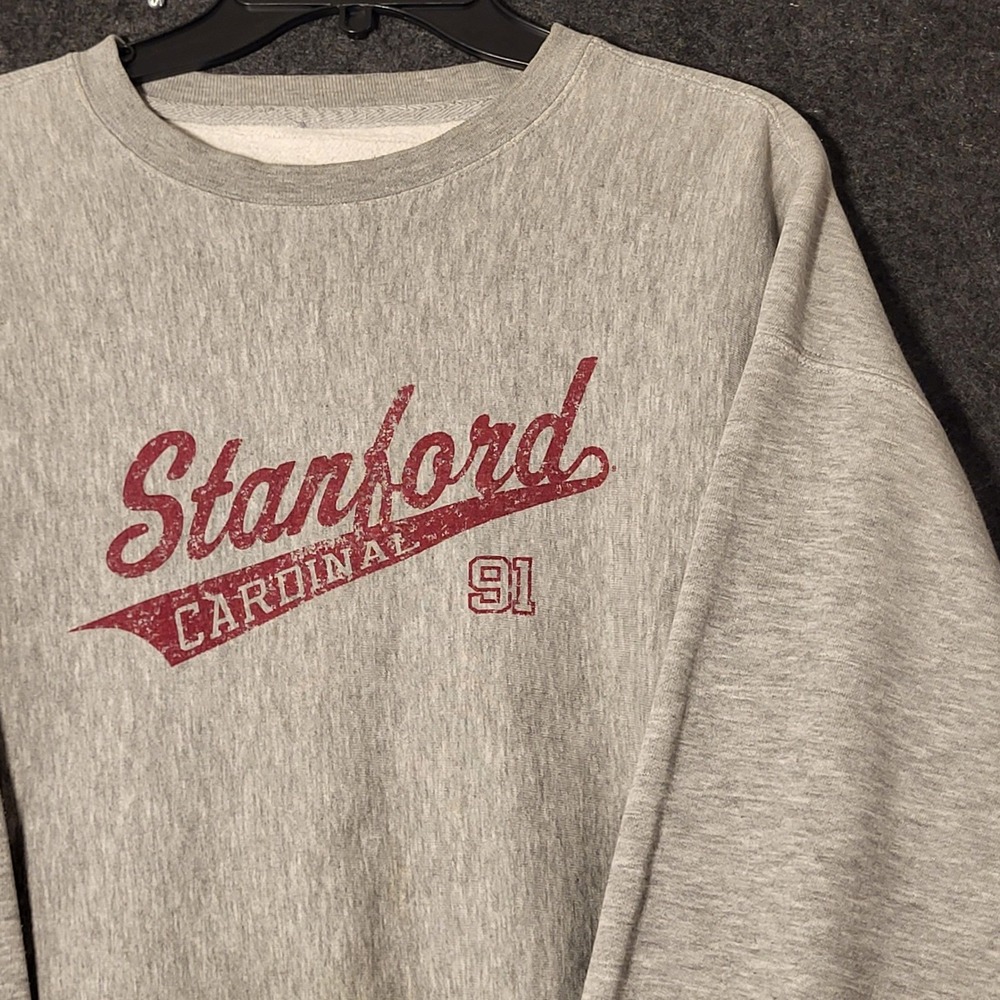 Stanford Cardinal 91 Sweatshirt Mens XL Gray Reverse Weave Pullover Jansport